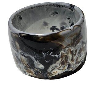 Elegant Black Marble Resin Wide Chunky Bangle Bracelet Fashion Jewelry Women